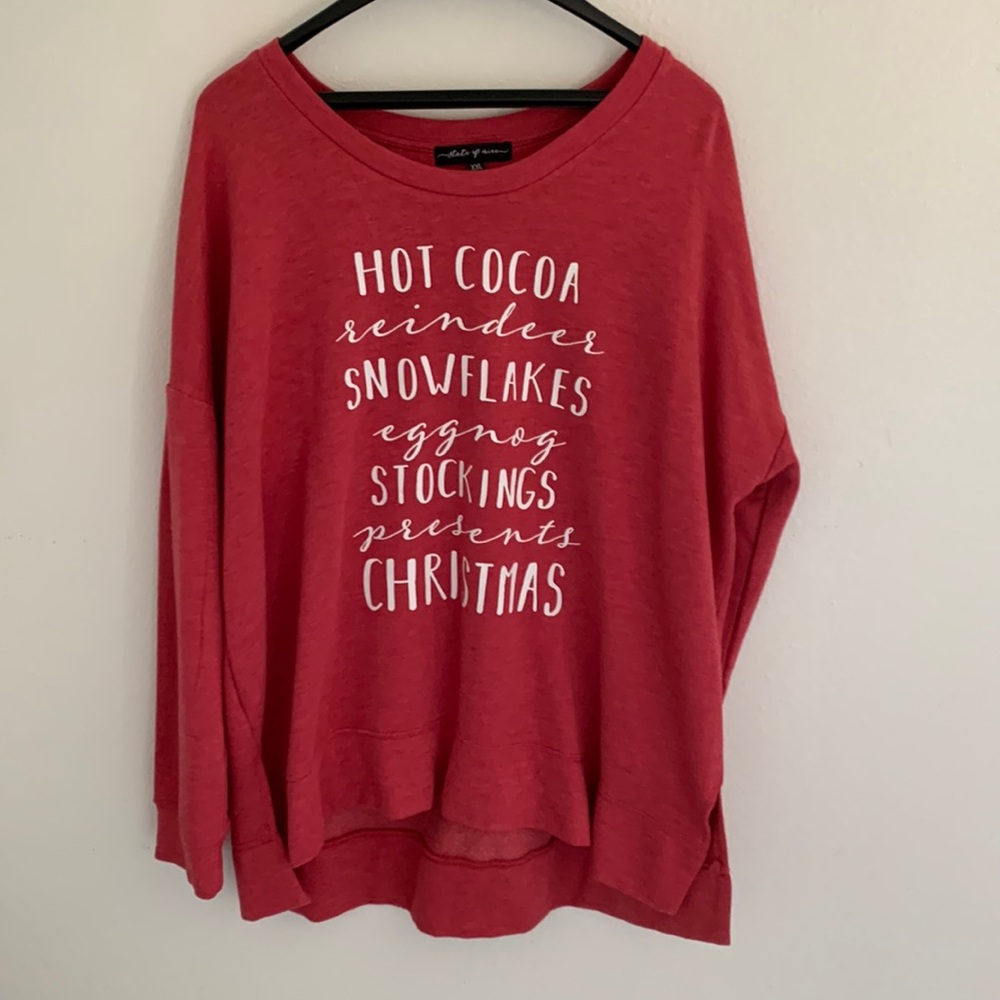 State of Mine Holiday Christmas Sweatshirt White & Heather Red Size XXL